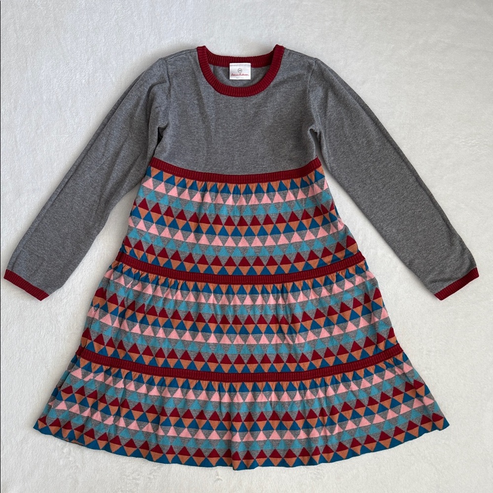 Hanna Andersson | Geo Twirly Sweater Dress Long Sleeve Cotton Knit (140 cm / 10)